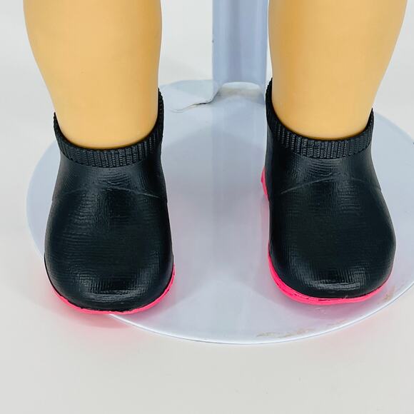 OG Black Short Ankle Height Rubber Booties Hot Pink Soles for 18 Inch Dolls GUC - Picture 10 of 14
